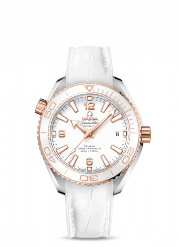 Omega Seamaster Planet Ocean 600M Co-Axial 39.5 Master Chronometer Stainless Steel / Sedna Gold / White / Alligator 215.23.40.20.04.001