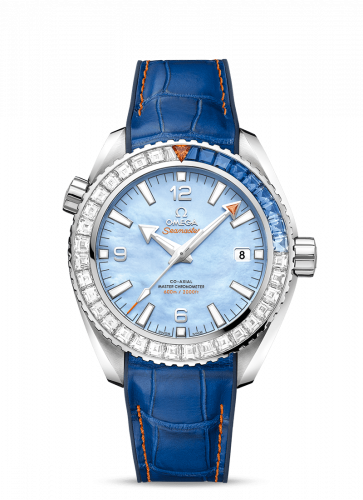 Omega Seamaster Planet Ocean 600M Co-Axial 43.5 Master Chronometer White Gold / Diamond / Blue MOP 215.58.44.21.07.001