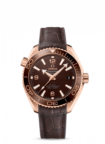 Omega Seamaster Planet Ocean 600M Co-Axial 39.5 Master Chronometer Sedna Gold / Chocolate / Alligator 215.63.40.20.13.001