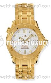 Omega Seamaster Diver 300M Automatic 36.25 Yellow Gold / White / Bracelet 2151.20.00