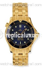 Omega Seamaster Diver 300M Automatic 36.25 Yellow Gold / Blue / Bracelet 2153.80.00