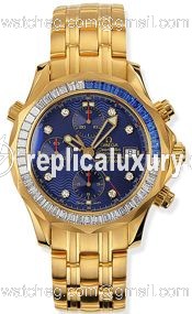 Omega Seamaster Diver 300M Automatic 41.5 Chronograph Yellow Gold / Diamond / Sapphire / Blue / Bracelet 2194.85.00