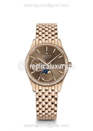 Zenith Elite Ultra Thin Lady Moonphase Rose Gold / Brown / Diamond / Bracelet 22.2310.692/75.M2310