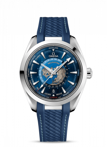 Omega Seamaster Aqua Terra 150M Master Chronometer 43 Worldtimer Stainless Steel / Blue / Rubber 220.12.43.22.03.001