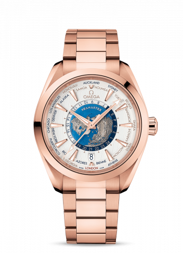 Omega Seamaster Aqua Terra 150M Master Chronometer 43 Worldtimer Sedna Gold / Silver / Bracelet 220.50.43.22.02.001