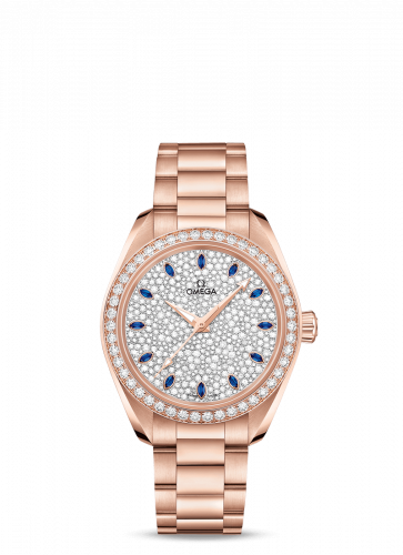 Omega Seamaster Aqua Terra 150M Master Chronometer 34 Sedna Gold / Diamond / Snow Sapphire / Bracelet 220.55.34.20.99.002