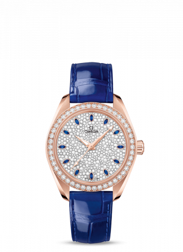 Omega Seamaster Aqua Terra 150M Master Chronometer 34 Sedna Gold / Diamond / Snow Sapphire / Alligator 220.58.34.20.99.002