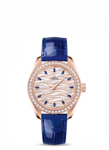 Omega Seamaster Aqua Terra 150M Master Chronometer 34 Sedna Gold / Diamond / Wave Sapphire / Alligator 220.58.34.20.99.005