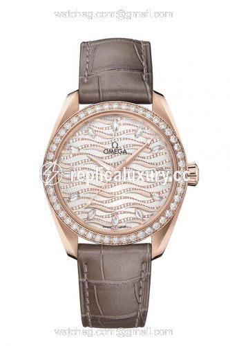 Omega Seamaster Aqua Terra 150M Master Chronometer 38 Sedna Gold / Diamond / Wave Diamond / Alligator 220.58.38.20.99.006