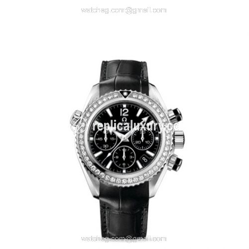 Omega Seamaster Planet Ocean 600M Co-Axial 37.5 Chronograph Stainless Steel / Diamond / Black / Alligator 222.18.38.50.01.001