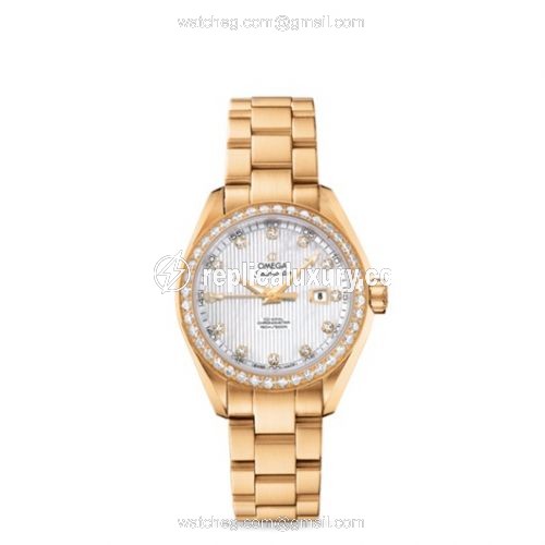 Omega Seamaster Aqua Terra 150M Co-Axial 34 Yellow Gold / Diamond / MOP / Bracelet 231.55.34.20.55.001