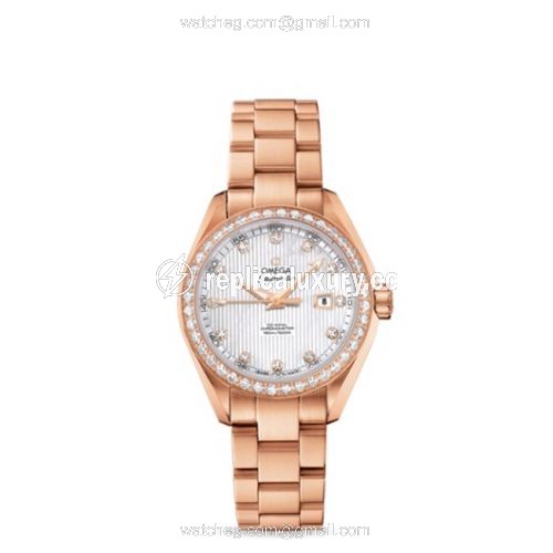 Omega Seamaster Aqua Terra 150M Co-Axial 34 Yellow Gold / Diamond / MOP / Bracelet 231.55.34.20.55.002