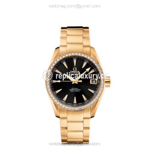 Omega Seamaster Aqua Terra 150M Co-Axial 38.5 Yellow Gold / Diamond / Black / Bracelet 231.55.39.21.51.002