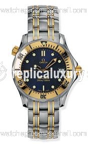 Omega Seamaster Diver 300M Quartz 36.25 Stainless Steel / Yellow Gold / Blue / Bracelet 2362.80.00