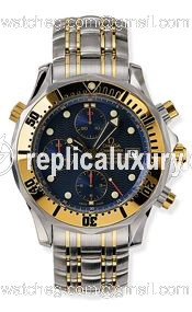 Omega Seamaster Diver 300M Automatic 41.5 Chronograph Stainless Steel / Yellow Gold / Blue / Bracelet 2398.80.00