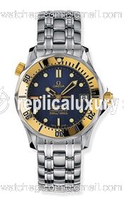 Omega Seamaster Diver 300M Automatic 36.25 Stainless Steel / Yellow Gold / Blue / Bracelet 2452.80.00