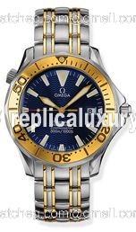 Omega Seamaster Diver 300M Automatic 36.25 Stainless Steel / Yellow Gold / Blue / Bracelet 2453.80.00