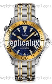 Omega Seamaster Diver 300M Automatic 41 Stainless Steel / Yellow Gold / Blue / Bracelet 2455.80.00