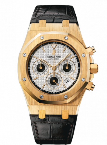 Audemars Piguet Royal Oak 26022 Chronograph Yellow Gold / Silver / Strap 26022BA.OO.D098CR.01