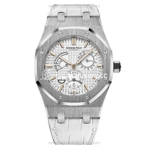Audemars Piguet Royal Oak 26124 Dual Time Stainless Steel / White / Strap 26124ST.OO.D011CR.01