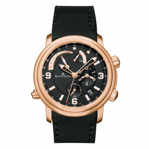 Blancpain Leman Reveil GMT Red Gold / Black / Rubber 2841-36B30-64B