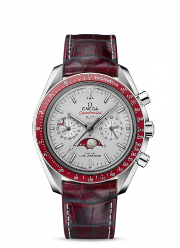 Omega Speedmaster Moonphase Chronograph Master Chronometer Platinum / Silver 304.93.44.52.99.001
