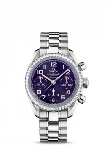 Omega Speedmaster Date 38 Stainless Steel / Diamond / Purple / Bracelet 324.15.38.40.10.001