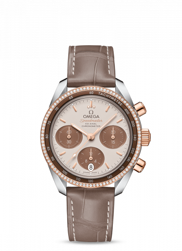 Omega Speedmaster Co-Axial 38 Stainless Steel / Sedna Gold / Diamond / Cappuccino 324.28.38.50.02.002