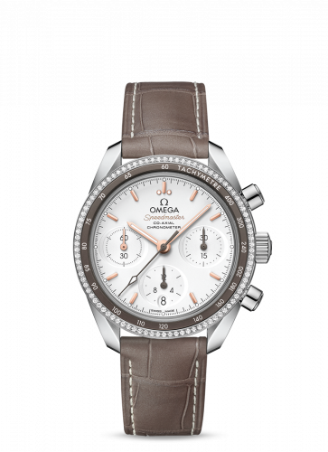 Omega Speedmaster Co-Axial 38 Stainless Steel / Diamond / Silver / Strap 324.38.38.50.02.001
