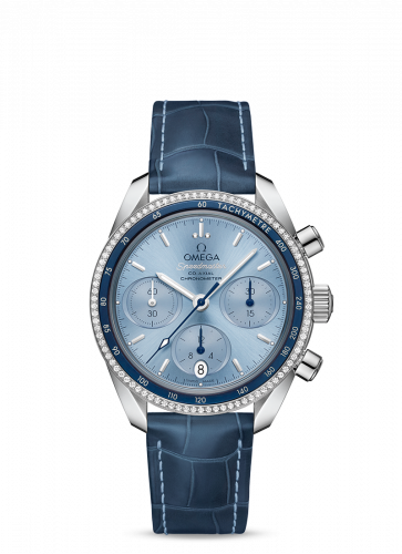 Omega Speedmaster Co-Axial 38 Stainless Steel / Diamond / Blue / Strap 324.38.38.50.03.001