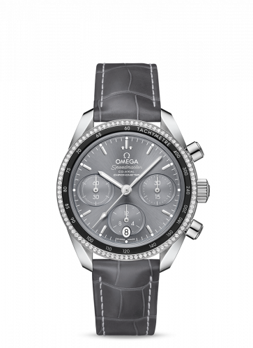 Omega Speedmaster Co-Axial 38 Stainless Steel / Diamond / Grey / Strap 324.38.38.50.06.001