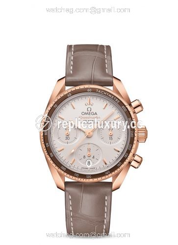 Omega Speedmaster Co-Axial 38 Sedna Gold / Diamond / Silver / Strap 324.63.38.50.02.003
