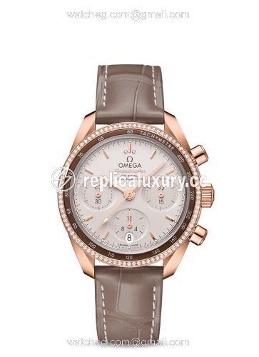 Omega Speedmaster Co-Axial 38 Sedna Gold / Diamond / Silver / Strap 324.68.38.50.02.003