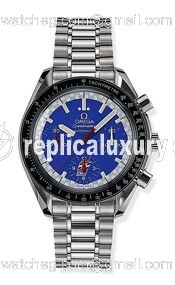 Omega Speedmaster Reduced Stainless Steel / Blue / Bracelet / Cart 3510.80.00