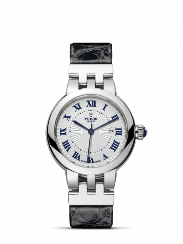 Tudor Clair de Rose 30 Stainless Steel / Silver-Roman/ Alligator 35500-0003