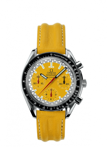 Omega Speedmaster Reduced Stainless Steel / Yellow / Strap / Schumacher 3810.12.40