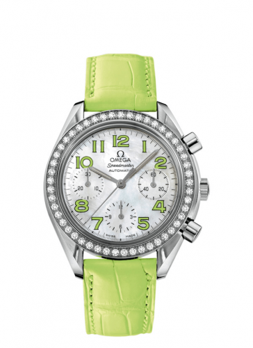 Omega Speedmaster Reduced Ladies Stainless Steel / Diamond / MOP/ Green 3835.72.35