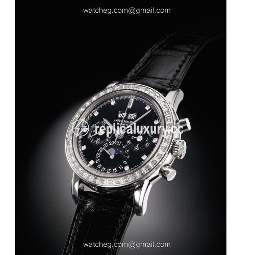 Patek Philippe Perpetual Calendar Chronograph 3990 Platinum / Black Diamond 3990P-029