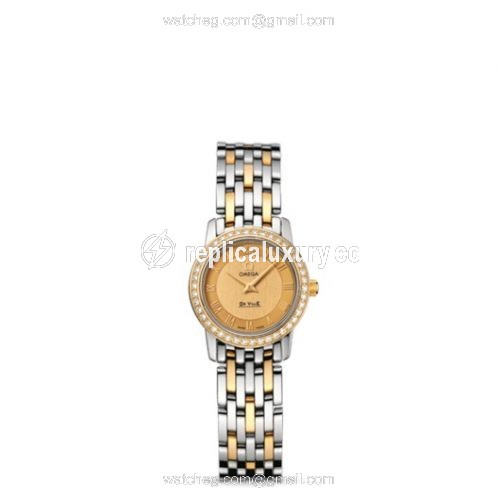 Omega De Ville Prestige Quartz 22 Stainless Steel / Yellow Gold / Diamond / Champagne / Bracelet 413.25.22.60.08.001