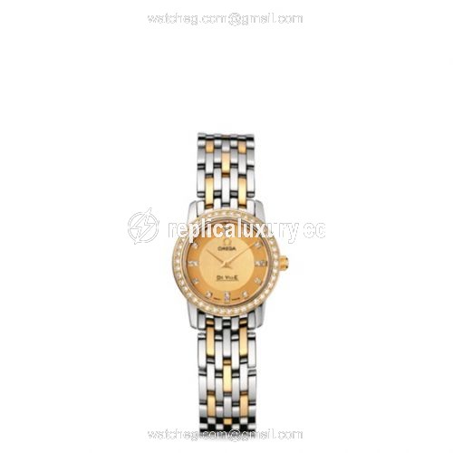 Omega De Ville Prestige Quartz 22 Stainless Steel / Yellow Gold / Diamond / Champagne / Bracelet 413.25.22.60.58.001
