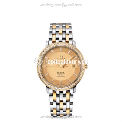 Omega De Ville Prestige Co-Axial 36.5 Stainless Steel / Yellow Gold / Diamond / Bracelet 413.25.37.20.58.001