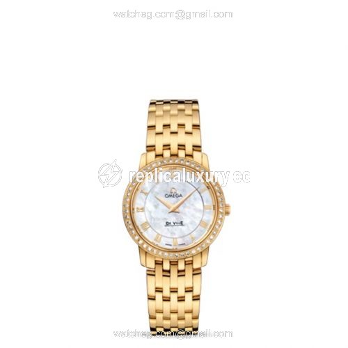 Omega De Ville Prestige Quartz 27 Yellow Gold / Diamond / MOP / Bracelet 413.55.27.60.05.001