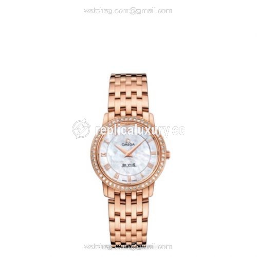 Omega De Ville Prestige Quartz 27 Red Gold / Diamond / MOP / Bracelet 413.55.27.60.05.002