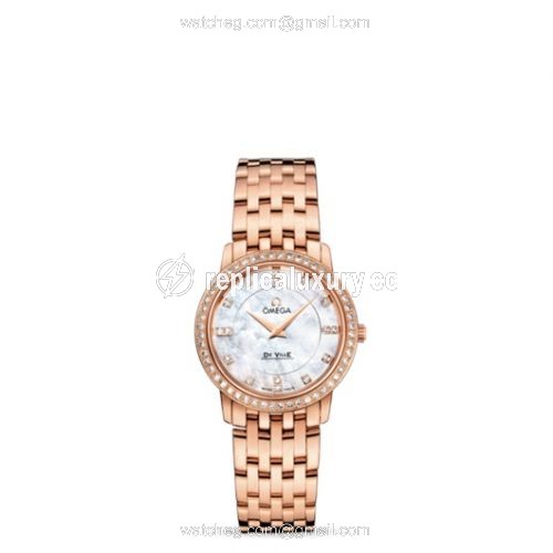 Omega De Ville Prestige Quartz 27 Red Gold / Diamond / MOP / Bracelet 413.55.27.60.55.002