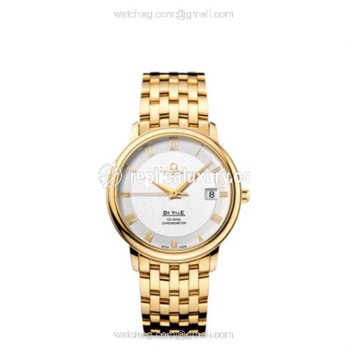 Omega De Ville Prestige Co-Axial 36.5 Yellow Gold / Silver / Bracelet 4174.31.00