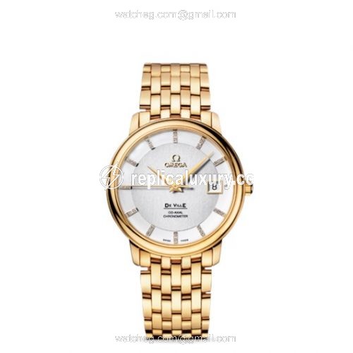 Omega De Ville Prestige Co-Axial 36.5 Yellow Gold / Silver-Diamond / Bracelet 4174.35.00