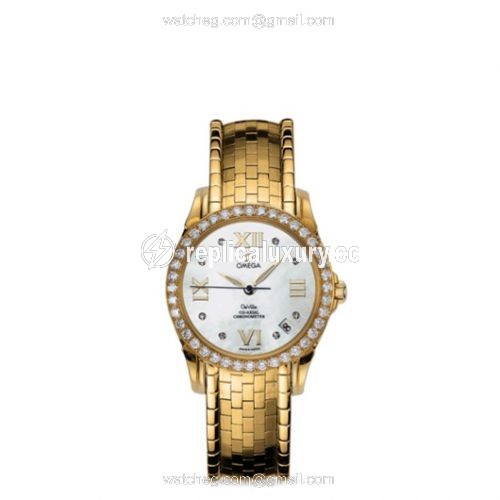 Omega De Ville Co-Axial 32.5 Yellow Gold Diamond / MOP / Bracelet 4186.75.00