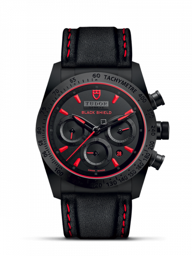 Tudor Fastrider Black Shield Ceramic / Black-Red / Leather 42000CR-0002