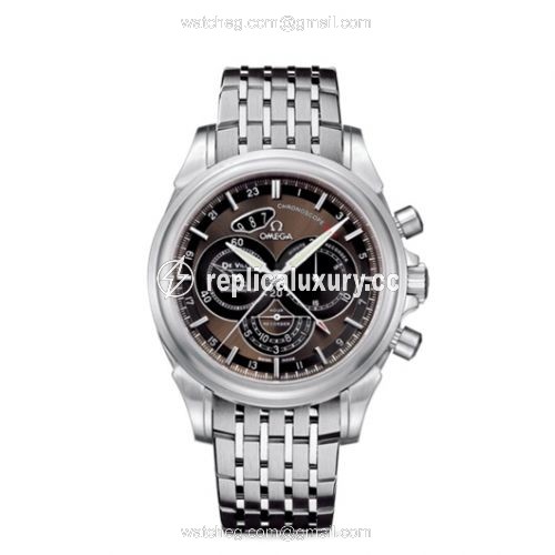 Omega De Ville Co-Axial 44 Chronoscope GMT Stainless Steel / Brown / Bracelet 422.10.44.52.13.001