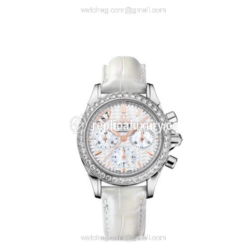 Omega De Ville Co-Axial 35 Chronograph Stainless Steel / Diamond / White / Strap 422.18.35.50.05.001